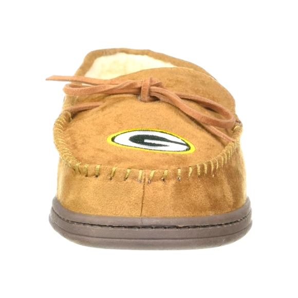 Men\'s Official NFL Green Bay Packers Warm and Comfy Faux Fur Moccasin Slippers main image 7